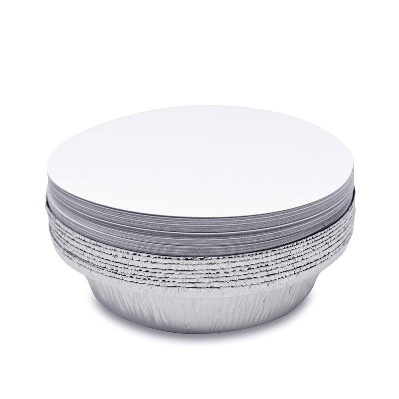 Fig & Leaf (45 Pack) Premium 9-Inch Round Foil Pans with Board Lids l Heavy Duty l Disposable Aluminum Tin for Roasting, Baking, or Cooking - Image 2
